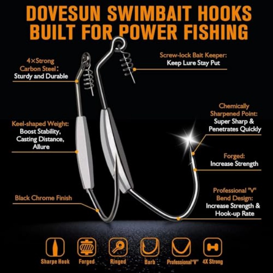 12개/44개입 웨이트가 있는 스윔베이트 훅, 웨이트가 - Fishing Hook Weedless 리뷰 및 가격