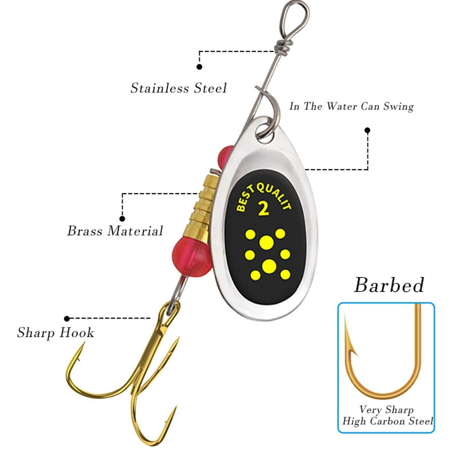 메탈 스피너 낚시 루어, 배스 낚시꾼을 위한 반사형,  - Fishing Hook Treble 리뷰 및 가격