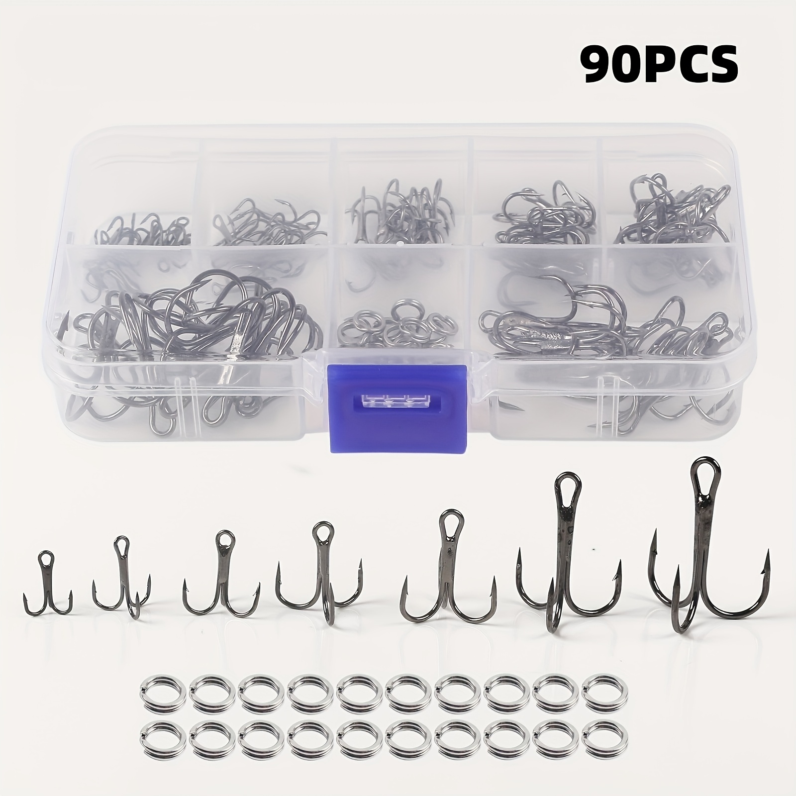 90개/세트 스플릿 링이 포함된 루어 트리플 훅 키트, - Fishing Hook Assortment 리뷰 및 가격